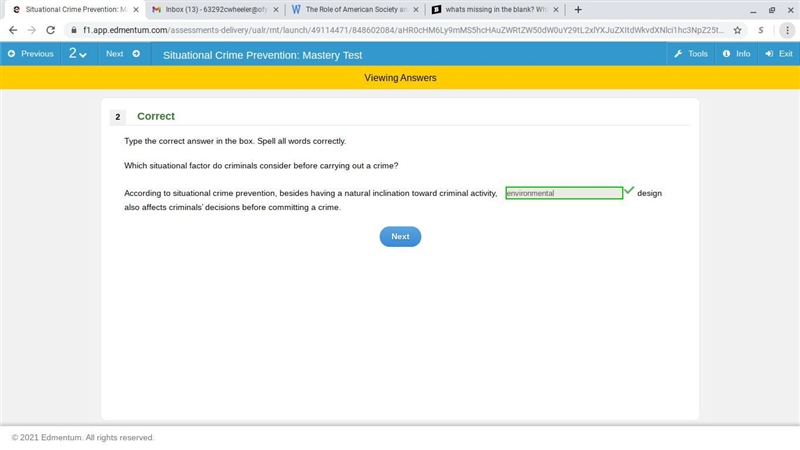 Whats missing in the blank? Which situational factor do criminals consider before-example-1