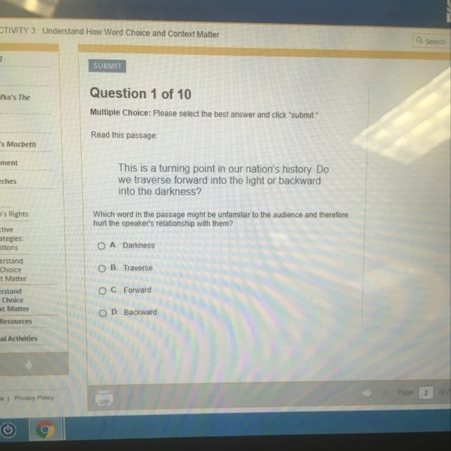 Which word in the passage might be unfamiliar to the audience and therefore hurt the-example-1