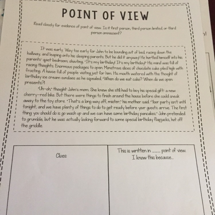 Please help me with this Point Of View Worksheet-example-1