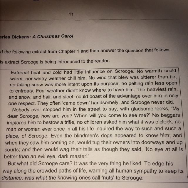 How does Dickens present Scrooge as an outsider to society? (If possible in a PEE-example-1