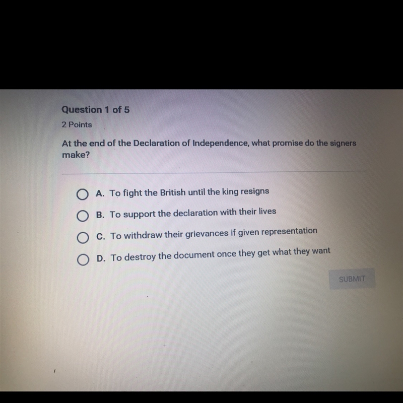 At the end of the Declaration of Independence what promise do the signers make?-example-1