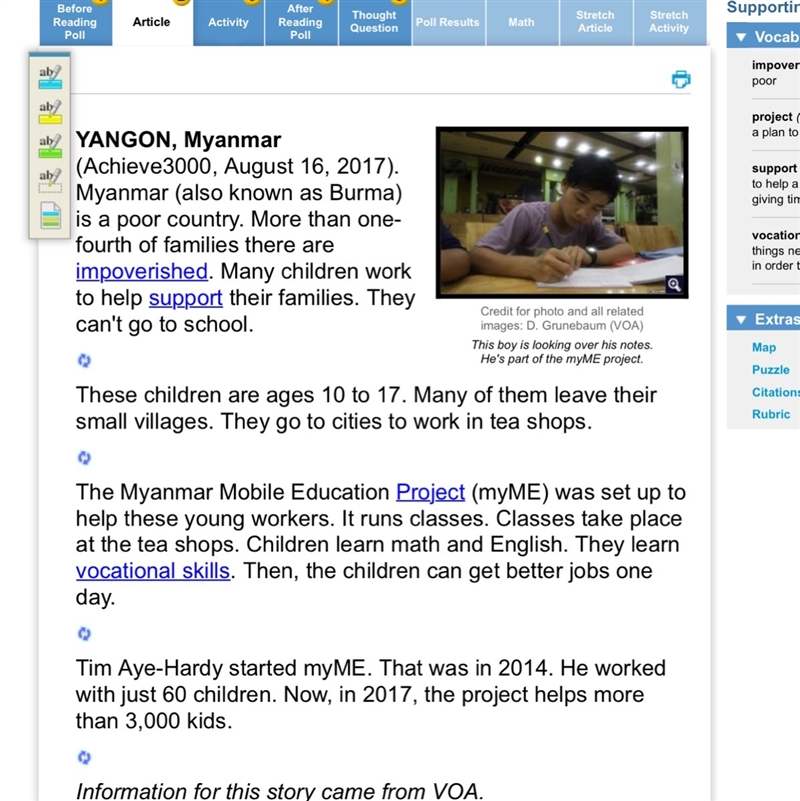 Which of these is a fact? A In Myanmar, more than one-fourth of families are impoverished-example-1