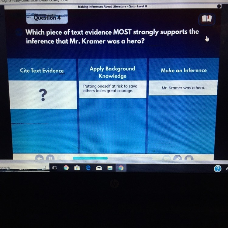 Which piece of text evidence most strongly supports the inference that me Kramer was-example-1