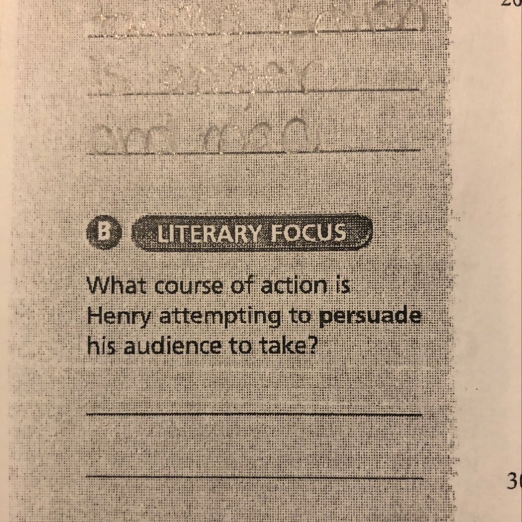 What course of action is Henry attempting to persuade his audience to take-example-1