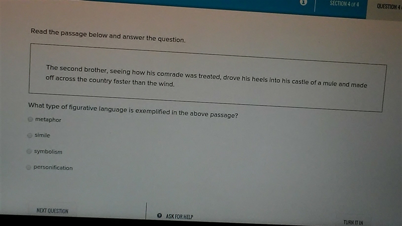 What type of figurative language is exemplified in the above passage-example-1