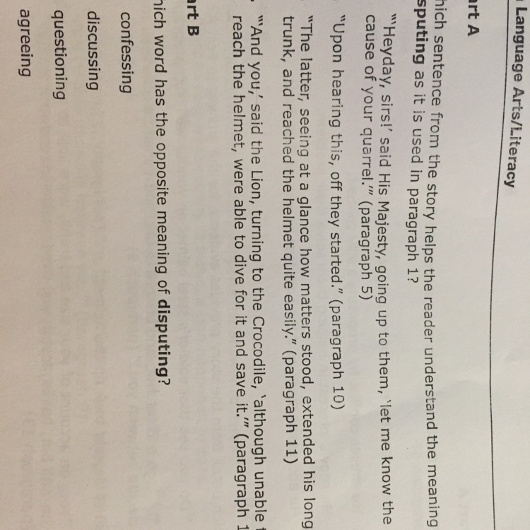 Which sentence form the story helps the reader understand the meaning of disputing-example-1