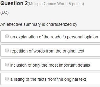 An effective summary is characterized by A. an explanation of the reader's personal-example-1