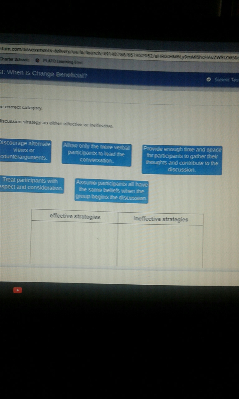 Identify each group discussion stratgy as either effective or ineffective-example-1