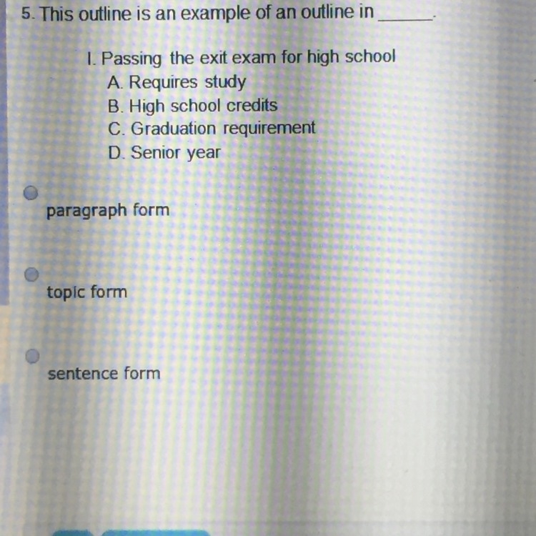 A.paragraph form B.topic form C.sentence form-example-1