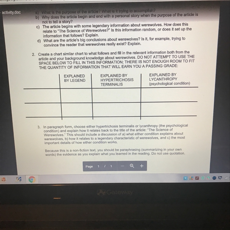 Need help to fill the chart and answer my paragraphs-example-1