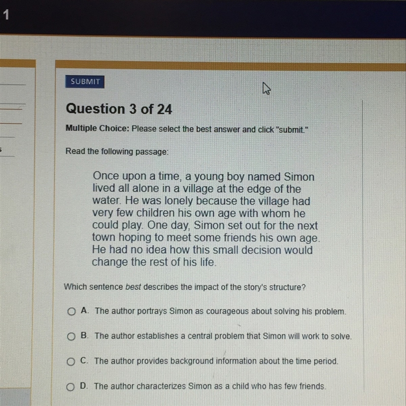 Which sentence best describes the impact of the story’s structure-example-1