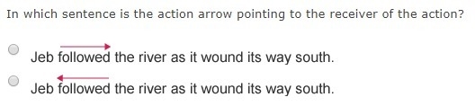 In which sentence is the action arrow pointing to the receiver of the action?-example-1