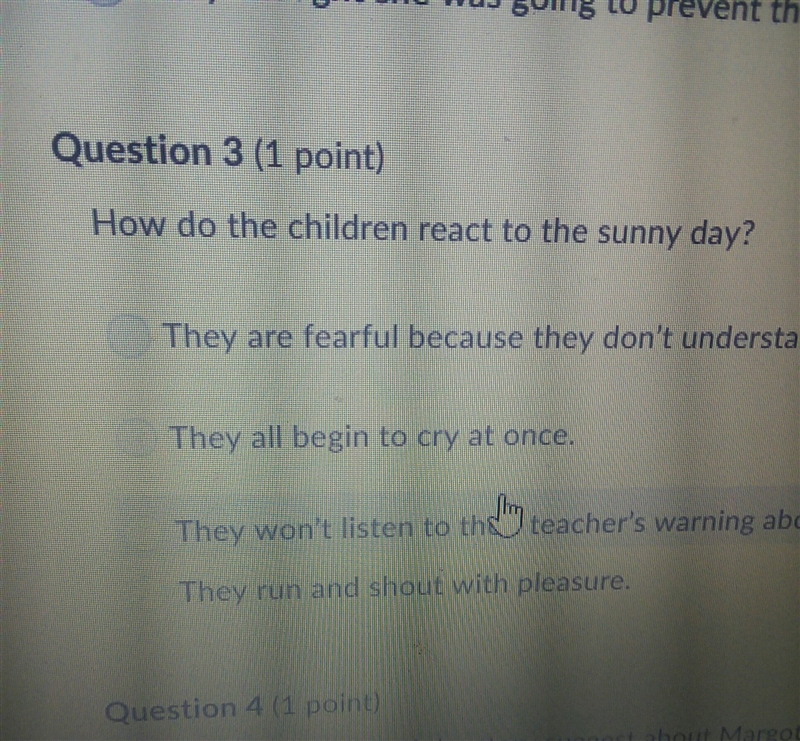 How do the children react to the sunny day-example-1