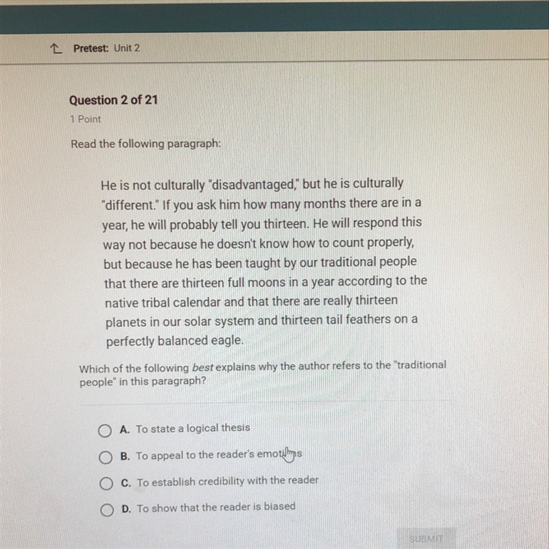 which of the following best explains why the author refers to the “traditional people-example-1