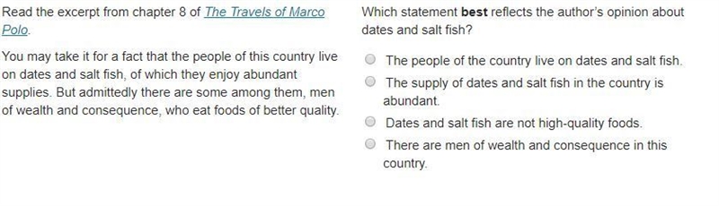 98 POINTS!! Which statement best reflects the author’s opinion about dates and salt-example-1