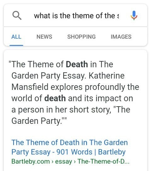 what is the theme of the story The Garden Party? i have to write an essay on the theme-example-1