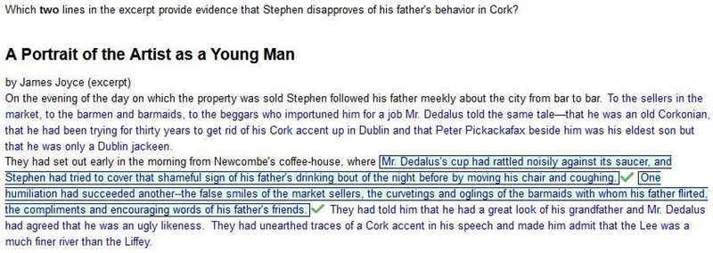 Which lines in the excerpt provide evidence that Stephen disapproves of his father-example-1