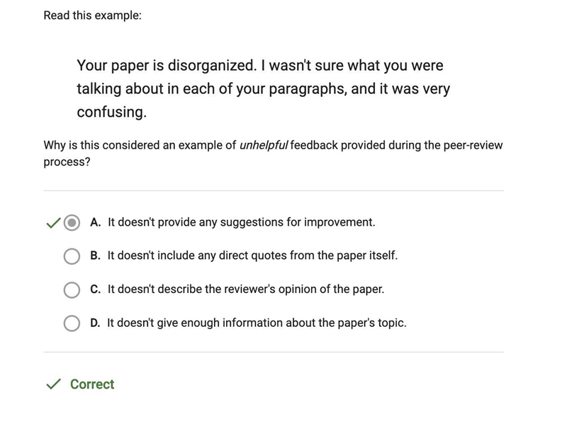 Why is this considered an example of unhelpful feedback provided during the peer review-example-1