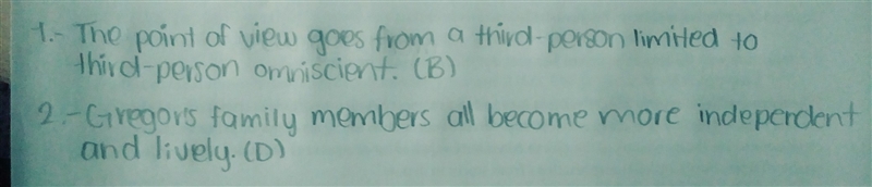 Which two shifts occur at the end of Franz Kafka's the metamorphosis-example-1