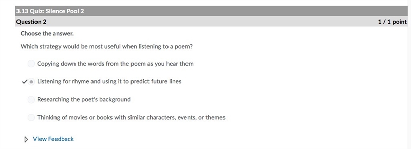 What strategy would be most useful when listening to a poem?-example-1