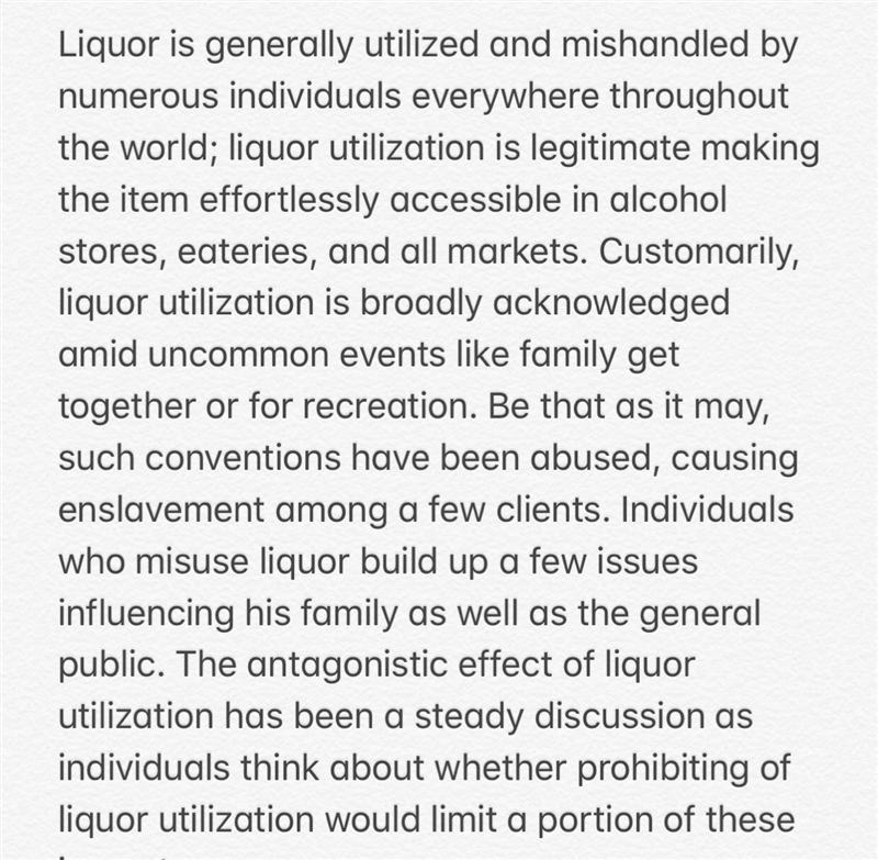 Write a short paragraph about why alcohol should be banned-example-1