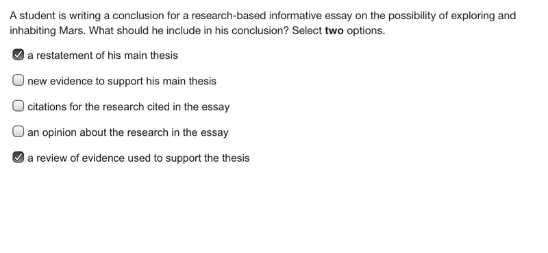 A student is writing a conclusion for a research-based informative essay on the possibility-example-1