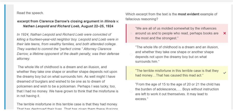 Which excerpt from the text is the most evident example of fallacious reasoning? 1.)”From-example-1