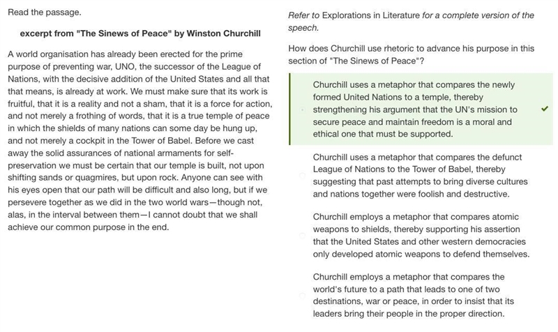 How does Churchill use rhetoric to advance his purpose in this section of "The-example-1