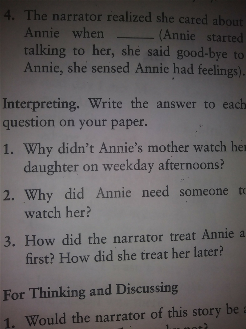 Why didn't annie's mother watch her daughter on weekday afternoons-example-1