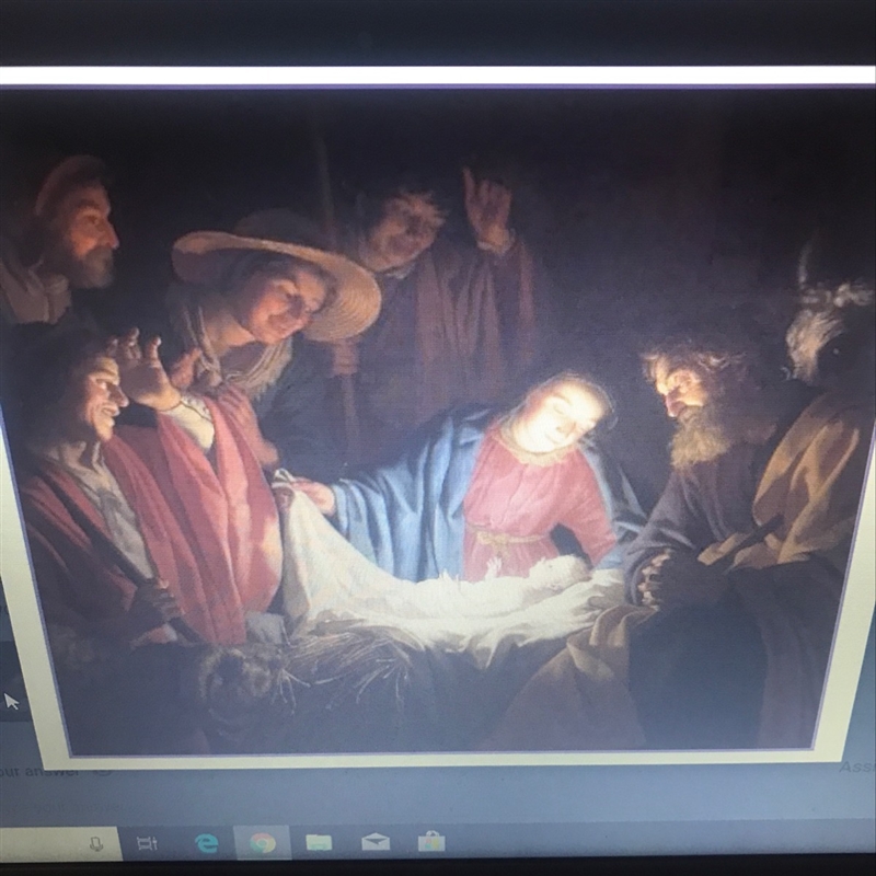 who are the people in the painting ? Where is the source of light in the painting-example-1