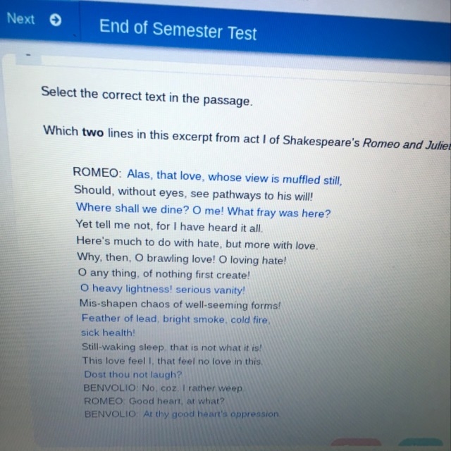 Which two lines in this excerpt from act 1 of Shakespeare’s Romeo and Juliet are examples-example-1