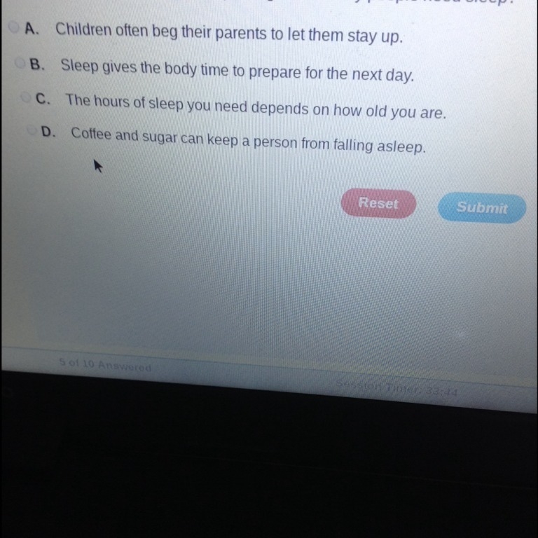 Which sentence best belongs in a passage about why people need sleep? Help ASAP please-example-1