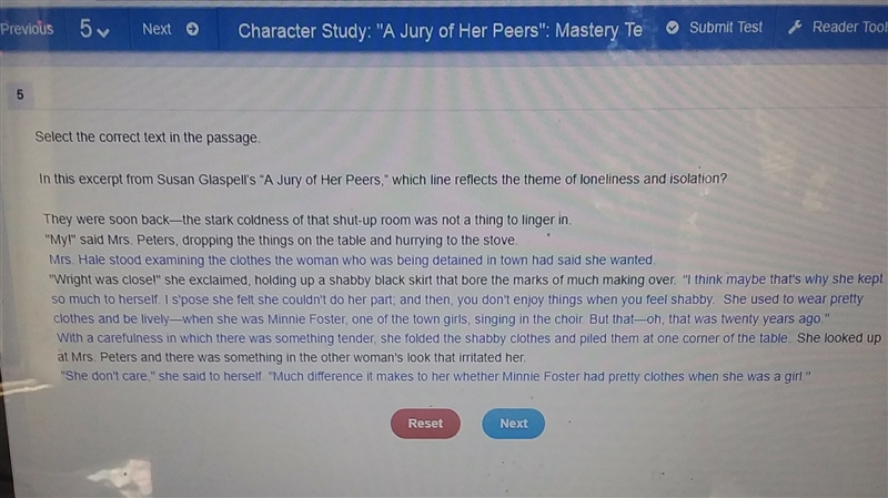 NEED AN ANSWER ASAP In this excerpt from Susan Glaspell's "A Jury Of Her Peers-example-1