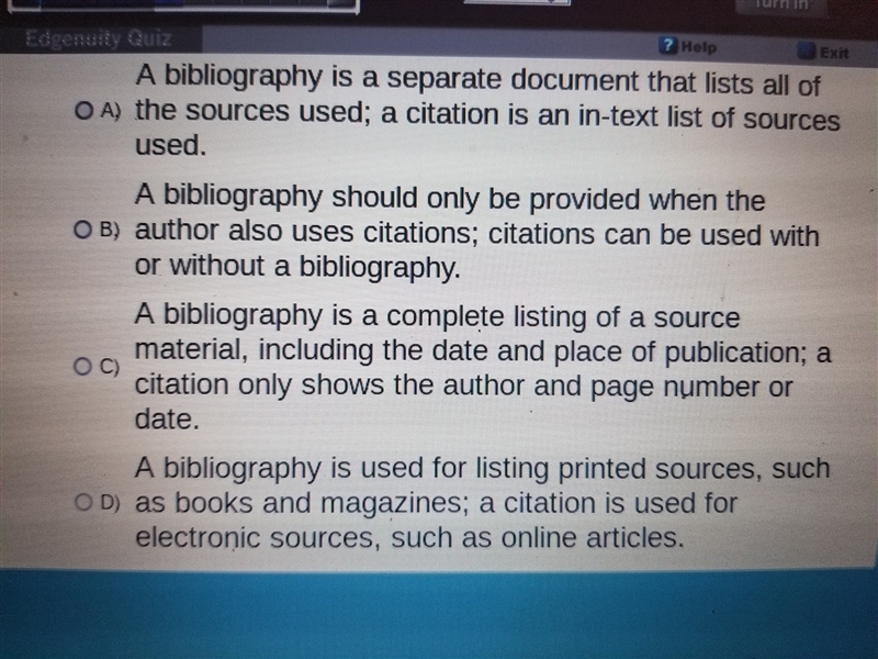 What is the difference between a bibliography and a citation-example-1