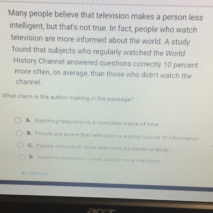 Which claim is the author making in the passage?-example-1