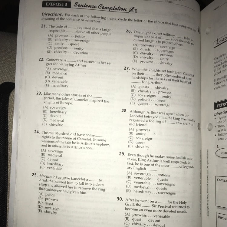 What are the answers to these vocabulary questions?-example-1