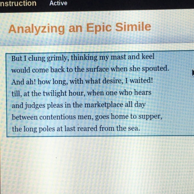 Answer the questions to analyse the epic simile. What is Oddyseus being compared to-example-1