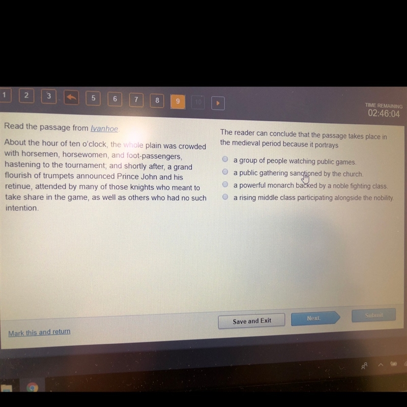 The reader can conclude that the passage takes place in the medieval period because-example-1