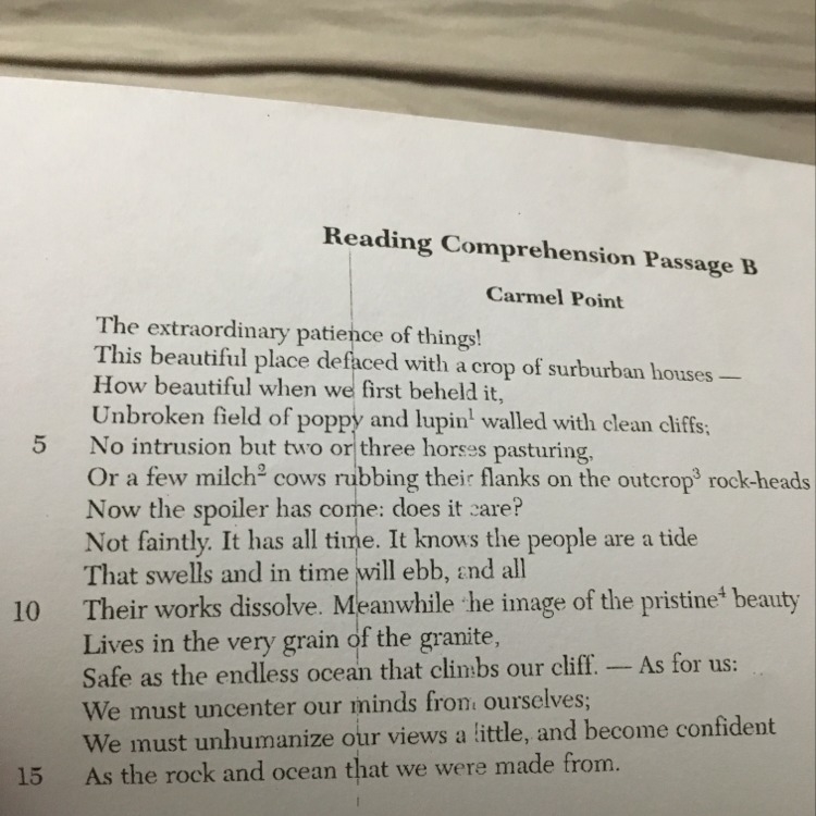 The metaphor in lines 8 - 10 suggest that a) humanity’s impact is beneficial b) nature-example-1