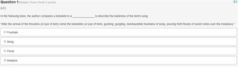 In the following lines, the author compares a bobolink to a ______________ to describe-example-1