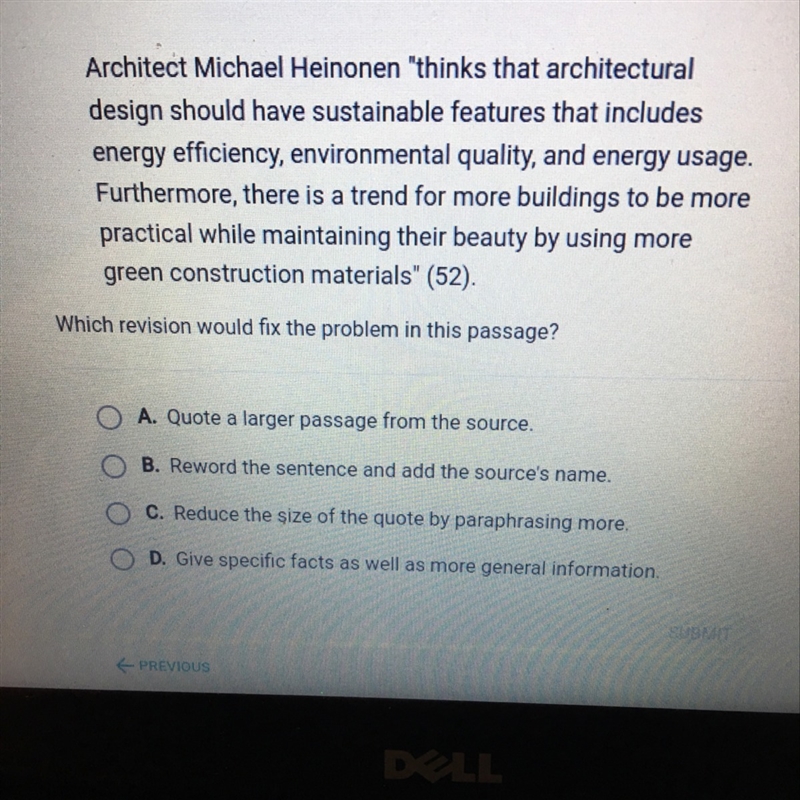 Which revision would fix the problem in this passage?-example-1