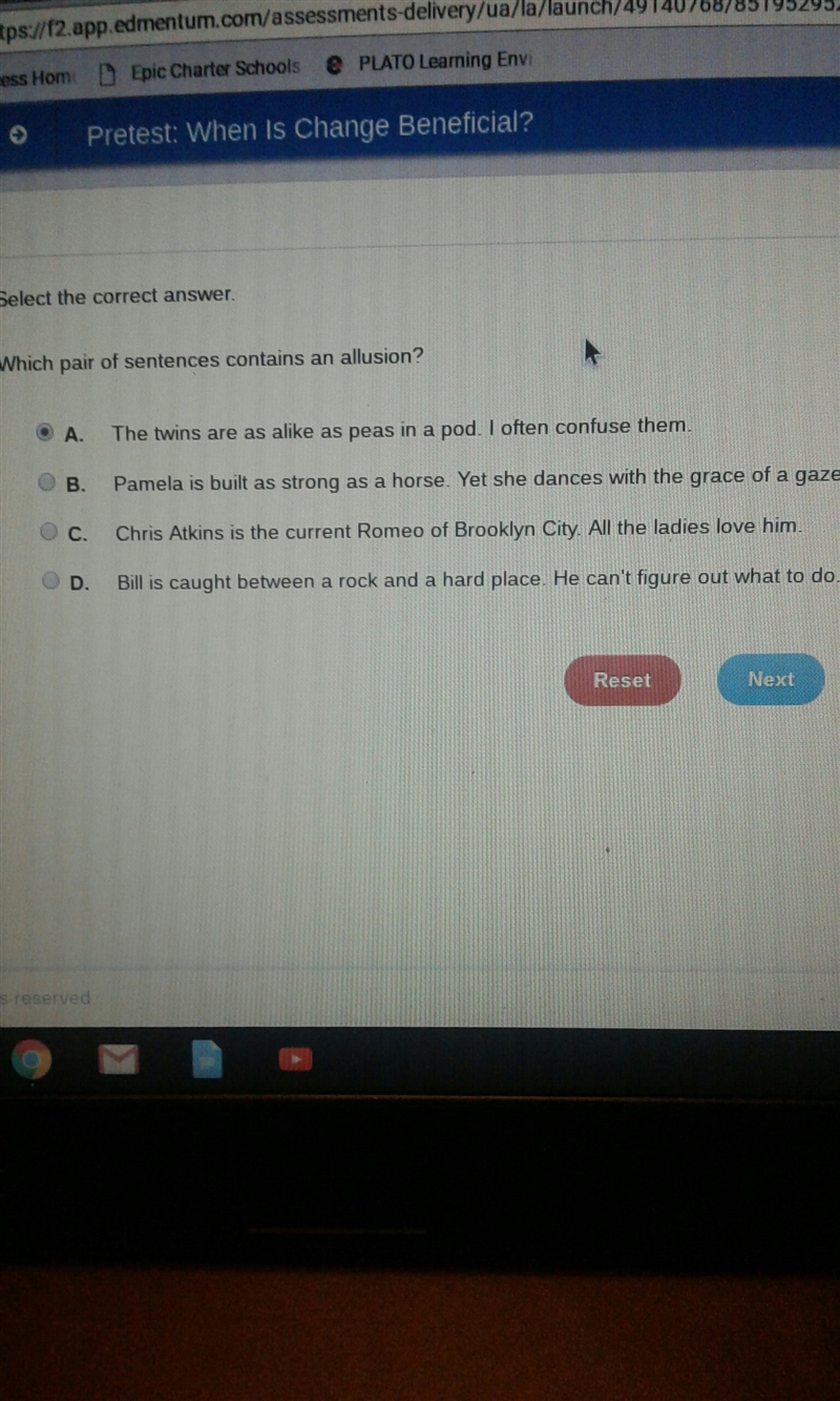 Which pair of sentences contain an allusion-example-1