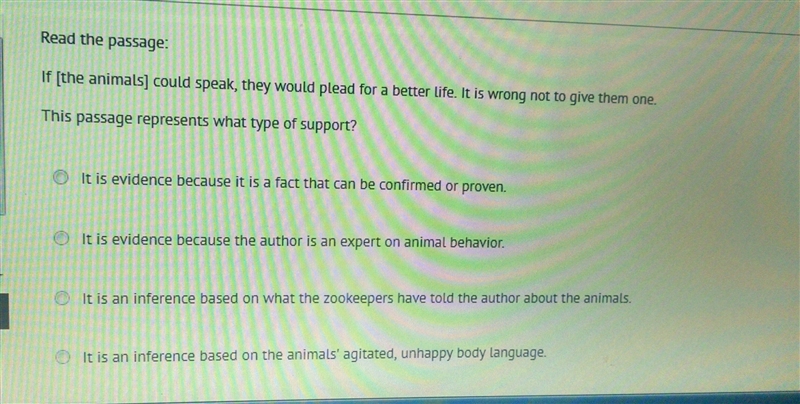 PLEASE HELP ASAP!!!!!! choose the answer. read the passage. if [the animals] could-example-1