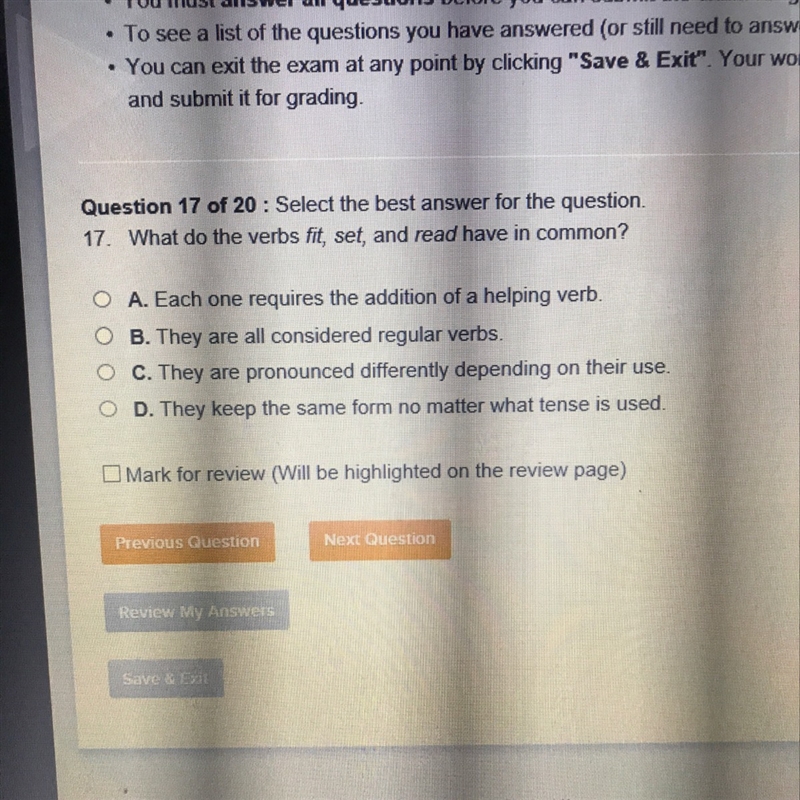 What do the verbs fit, set, and read having common?-example-1