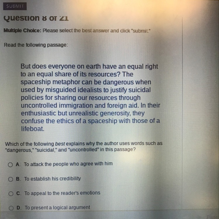 Which of the following best explains why the author uses words such as "dangerous-example-1