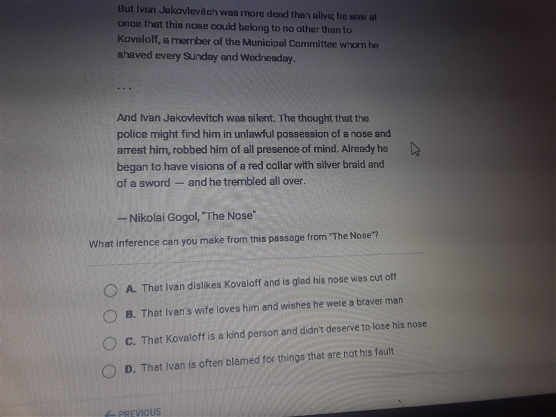 What inference can you make from this passage from the nose?-example-1