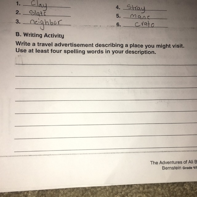 The spelling words are on the top-example-1