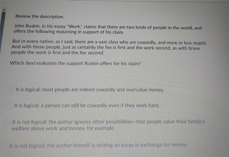 Read the passage from " Work" by John Ruskin. But in every nation, as I-example-1