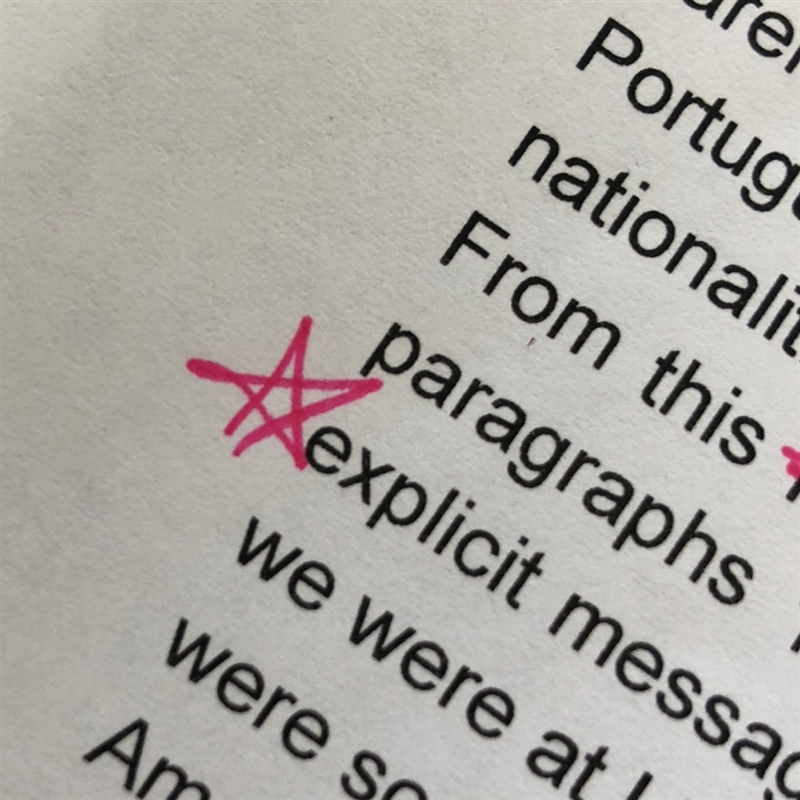 what does it mean when a little star is put next to a proofread essay? I need to rewrite-example-1