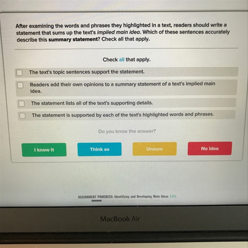 Which of these sentences accurately describe this summary statement? Check ALL that-example-1